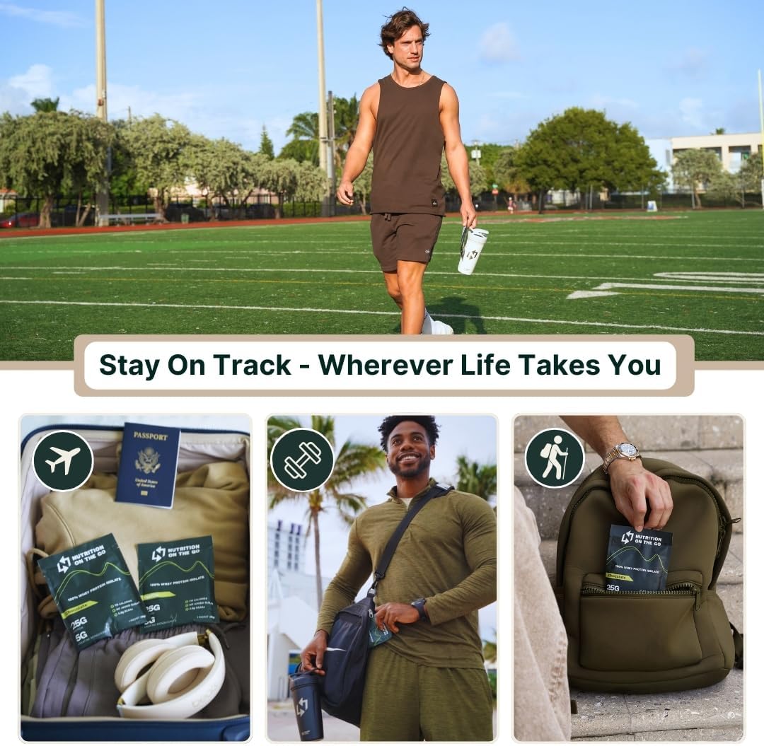 Convenient Single-Serve Whey Protein Powder Packets with Creatine - 25g Protein, 5g Creatine - Travel-Friendly, Gluten-Free, No Added Sugar - 6-Pack