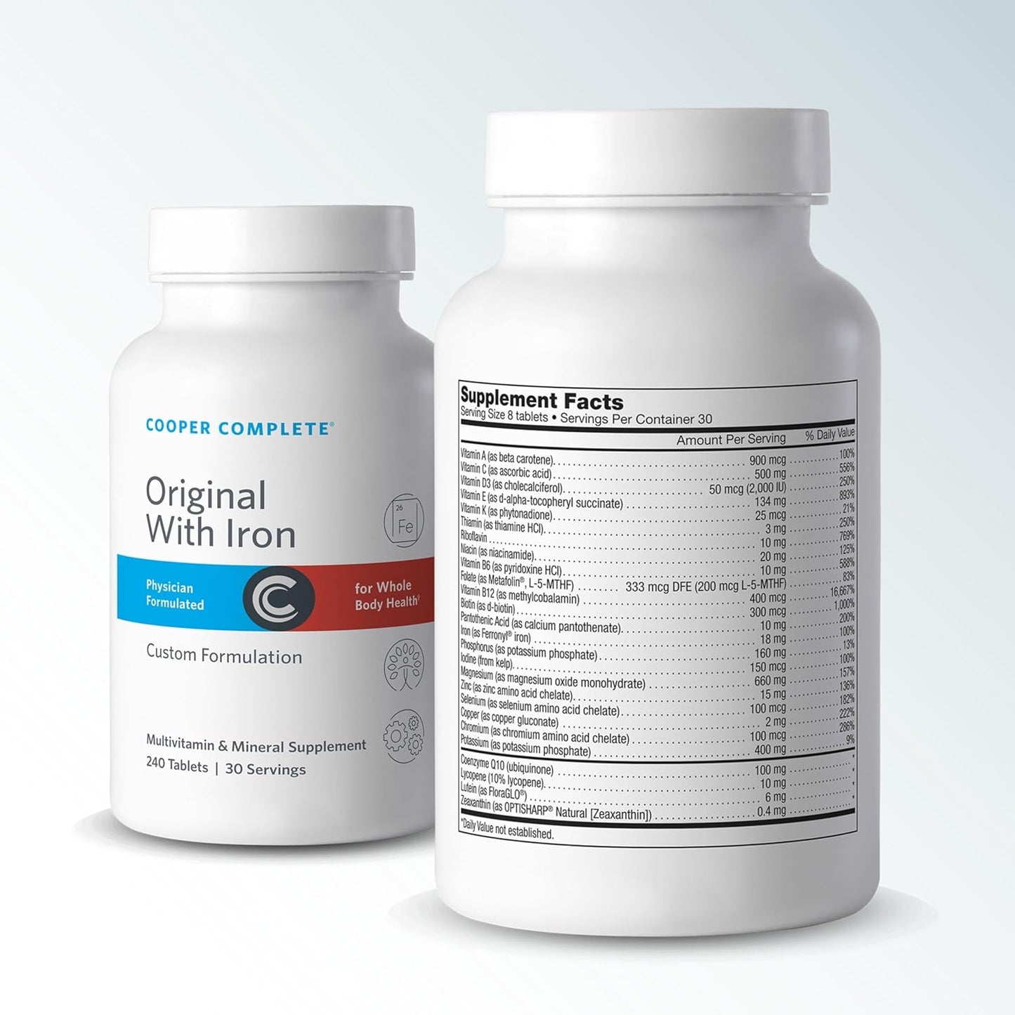 Cooper Complete Original Multivitamin with Iron - 30 Day Supply - Daily Multivitamin & Mineral Supplement