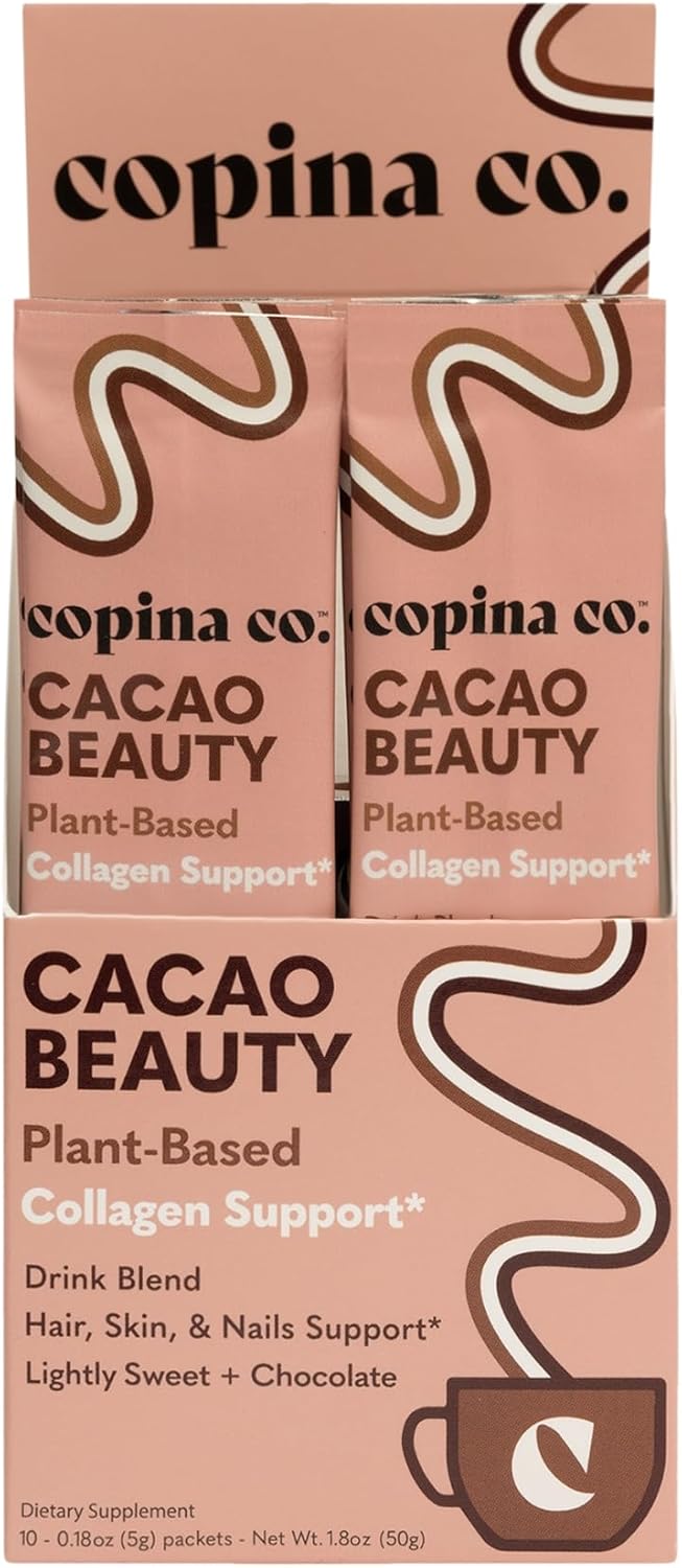 Copina Co. Cacao Beauty Vegan Collagen Booster Drink Blend Variety Pack - Plant-Based Smoothie with Cacao Flavor - 10 Stick Packs