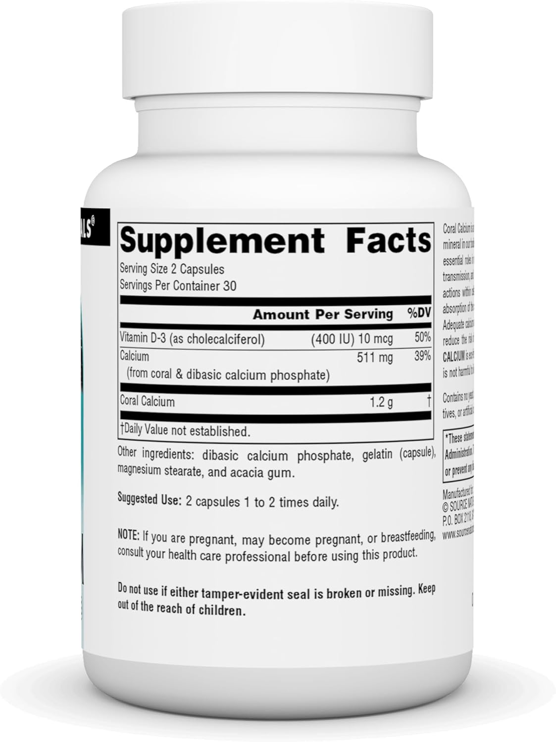 Coral Calcium 600 Mg Capsules by Source Naturals - 60 Count