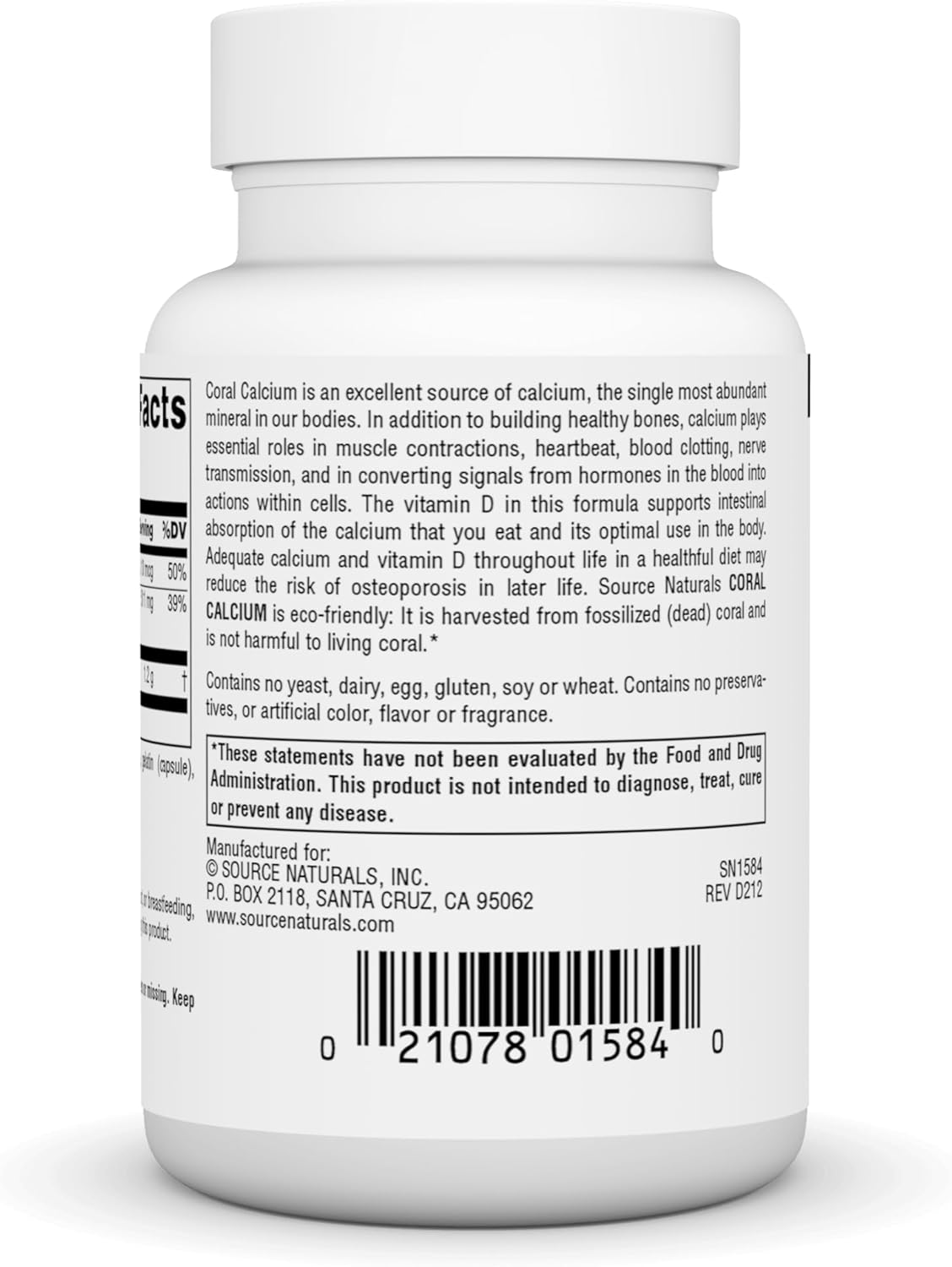 Coral Calcium 600 Mg Capsules by Source Naturals - 60 Count