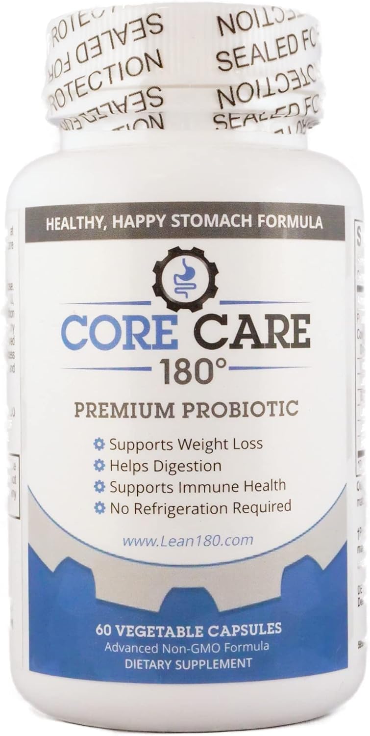 Core Care 180: All Natural Probiotic Supplement for Gut Health, Digestion, Mood, Bloating, Constipation, Gas - 30 Day Supply for Men and Women