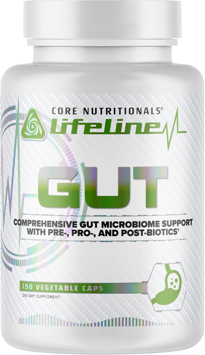 Core Nutritionals Lifeline Gut: Advanced Gut Microbiome Support Capsules with Prebiotics, Probiotics, and Postbiotics