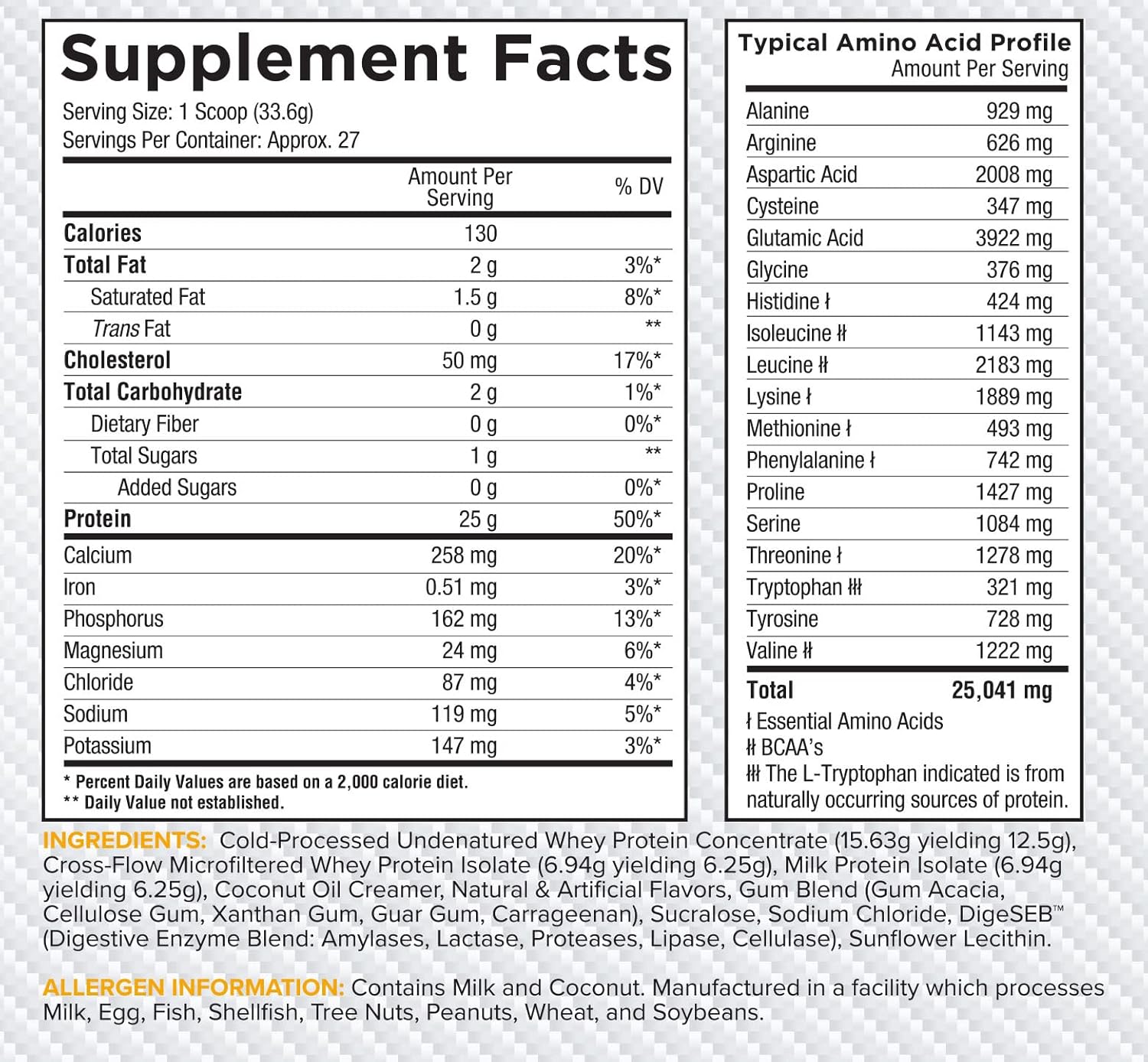Core Nutritionals Pro Sustained Release Protein Blend with Digestive Enzymes - Vanilla Toffee Flavor - 25g Protein - 2g Carbs - 27 Servings