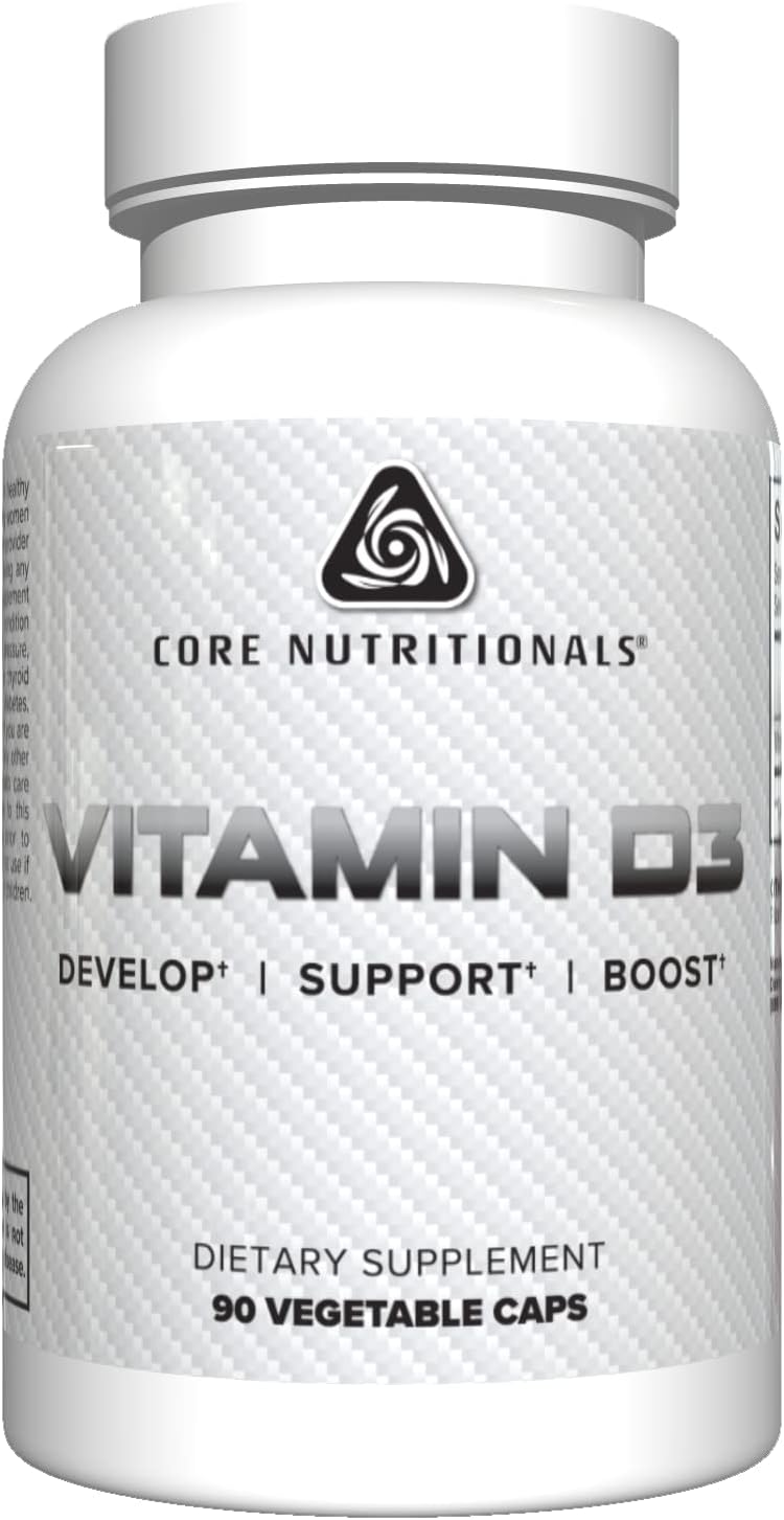 Core Nutritionals Vitamin D3 Capsules for Bone, Cardiovascular, and Overall Health Support - 90 Capsules