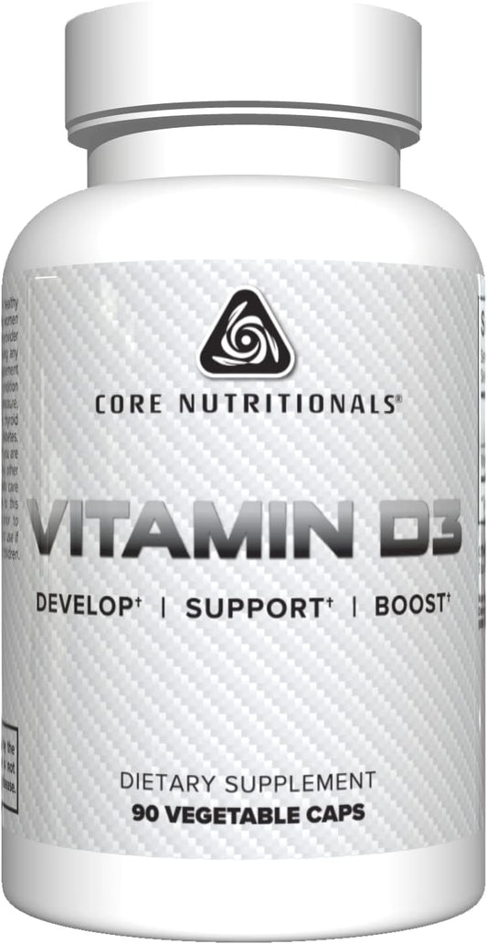 Core Nutritionals Vitamin D3 Capsules for Bone, Cardiovascular, and Overall Health Support - 90 Capsules