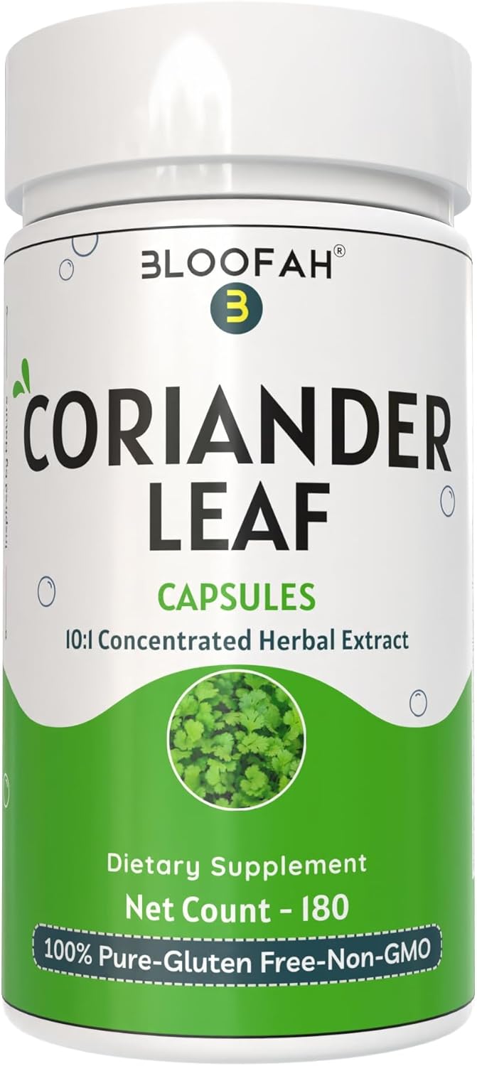 Coriander Leaf Capsules 500mg | 10:1 Concentrated Extract | Herbal Supplement | Non-GMO | Plant-Based (180 Count)