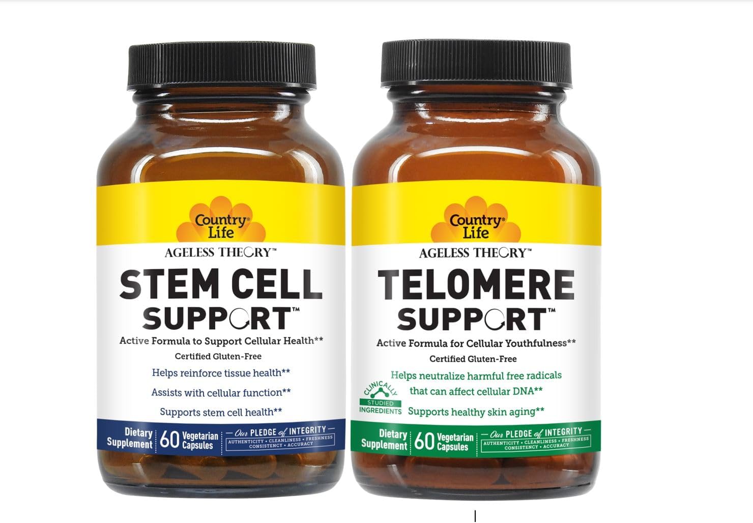 Country Life Ageless Theory Healthy Aging Support with Telomere and Stem Cell Support for Anti-Aging, Cellular Function, and Immune Health