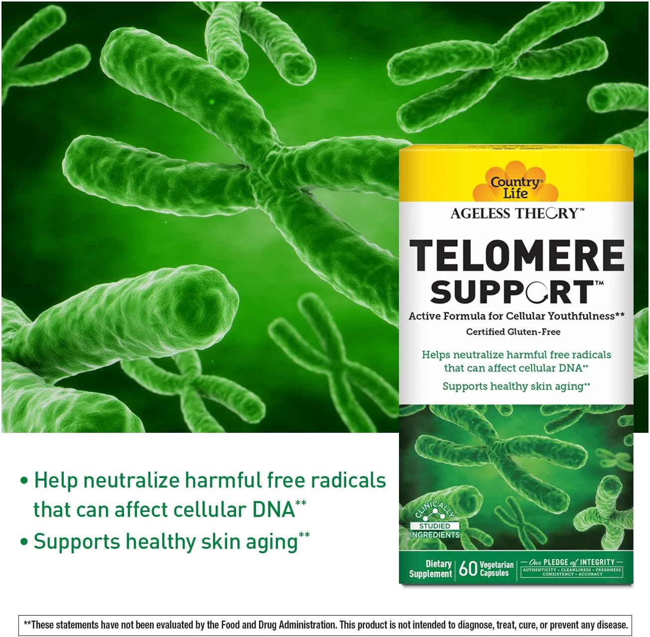 Country Life Ageless Theory Healthy Aging Support with Telomere and Stem Cell Support for Anti-Aging, Cellular Function, and Immune Health