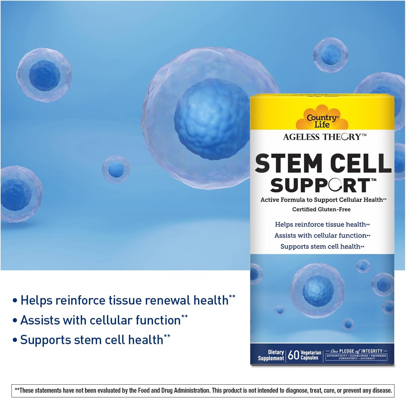 Country Life Ageless Theory Healthy Aging Support with Telomere and Stem Cell Support for Anti-Aging, Cellular Function, and Immune Health
