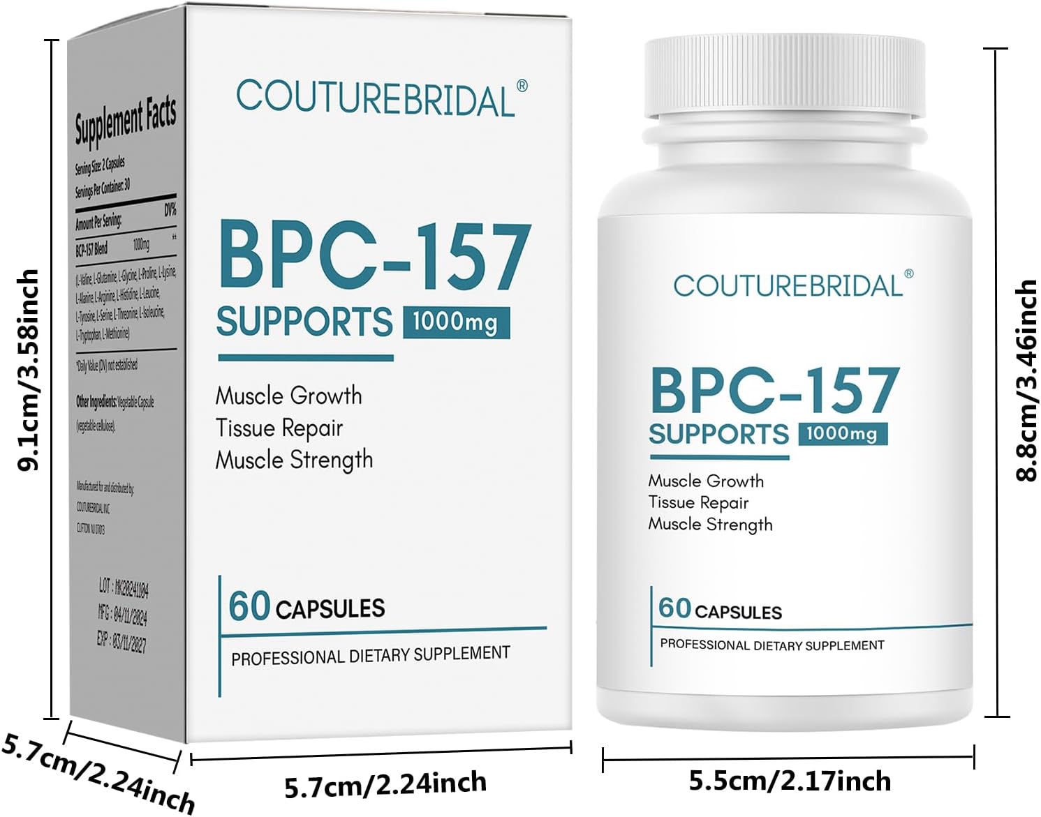 COUTUREBRIDAL BPCK-167 Peptide Capsules 1000mcg, Gluten-Free 60 Capsules
