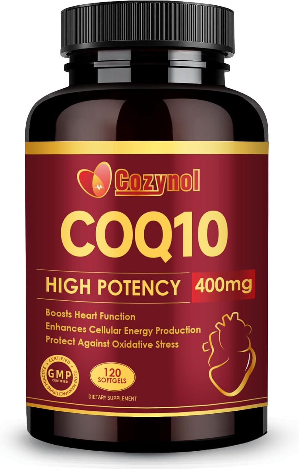 Cozynol CoQ10 400mg Softgels with Omega 3, PQQ - Heart Health & Energy Support (120 Count)
