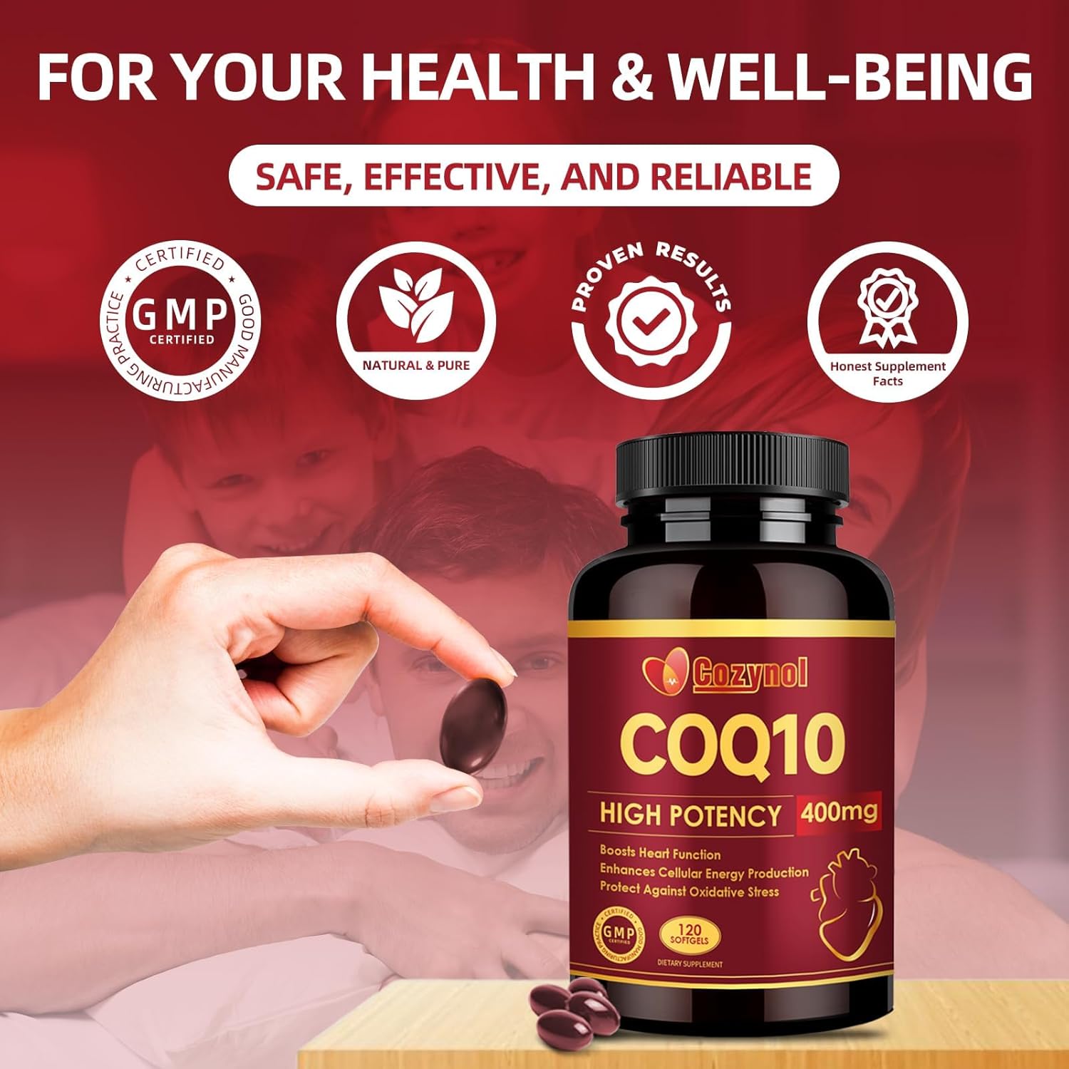 Cozynol CoQ10 400mg Softgels with Omega 3, PQQ - Heart Health & Energy Support (120 Count)