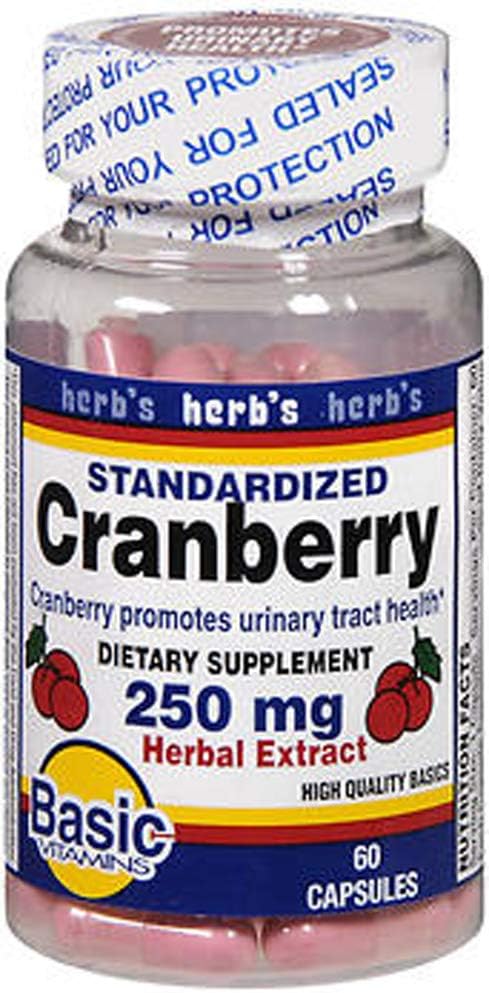Cranberry Herbal Extract Capsules - 250mg, 60 ct x 2 Pack - Essential Vitamins