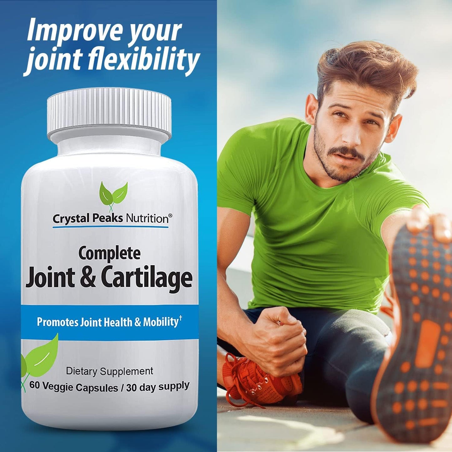 Crystal Peaks Nutrition Vegan Joint Support Capsules with Turmeric Curcumin & Black Pepper Extract - Max Strength Formula for Joint Mobility & Flexibility - 60 Capsules