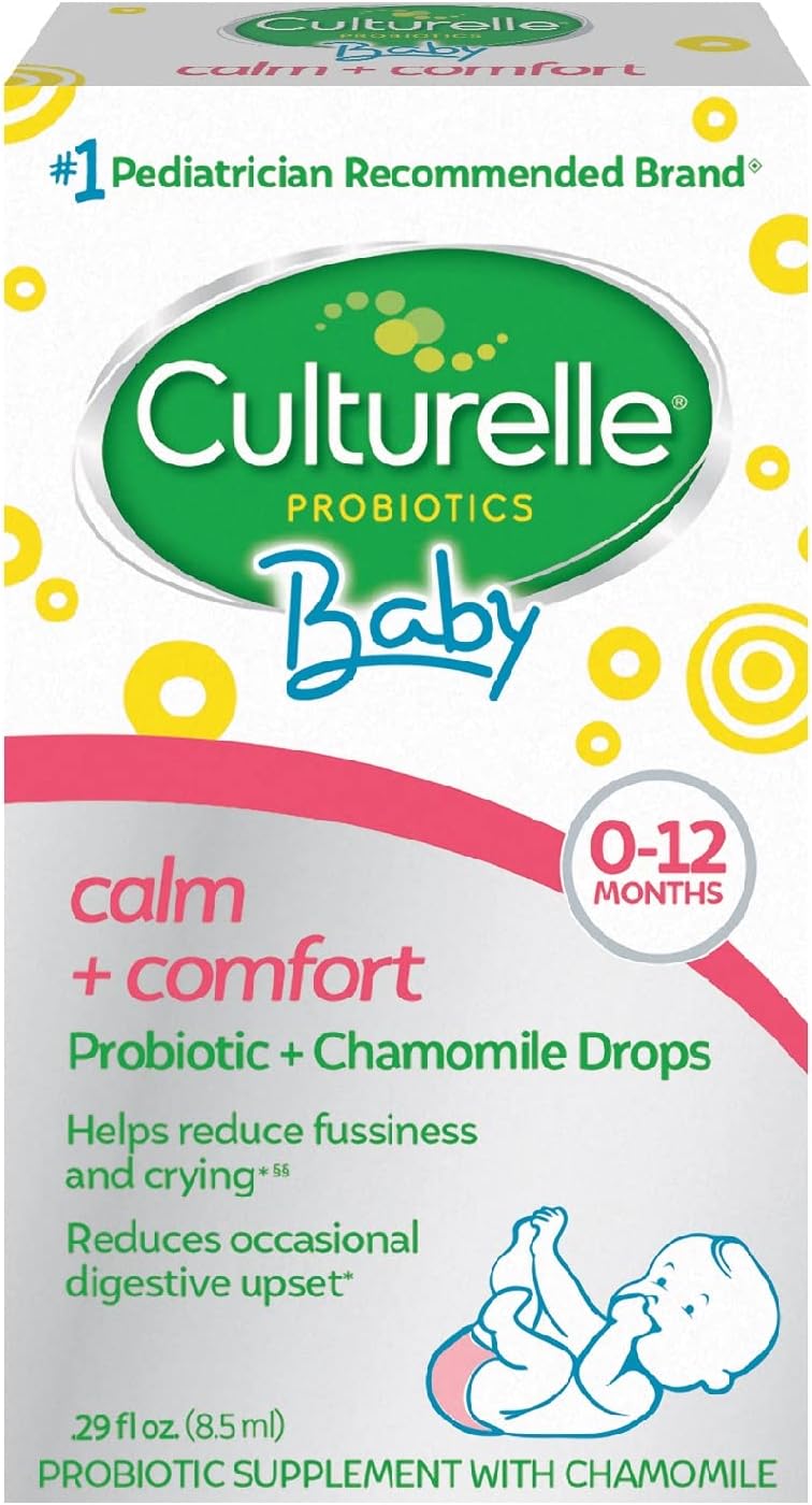 Culturelle Baby Calm + Comfort Probiotics with Chamomile | Soothes Infant Digestive Upset, 0.29 fl. oz. Drops