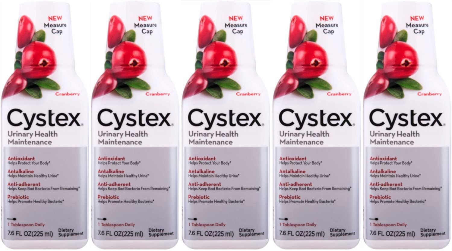 Cystex Liquid Cranberry Complex Supplement - 5 Pack, 7.6 oz - Urinary Health Support