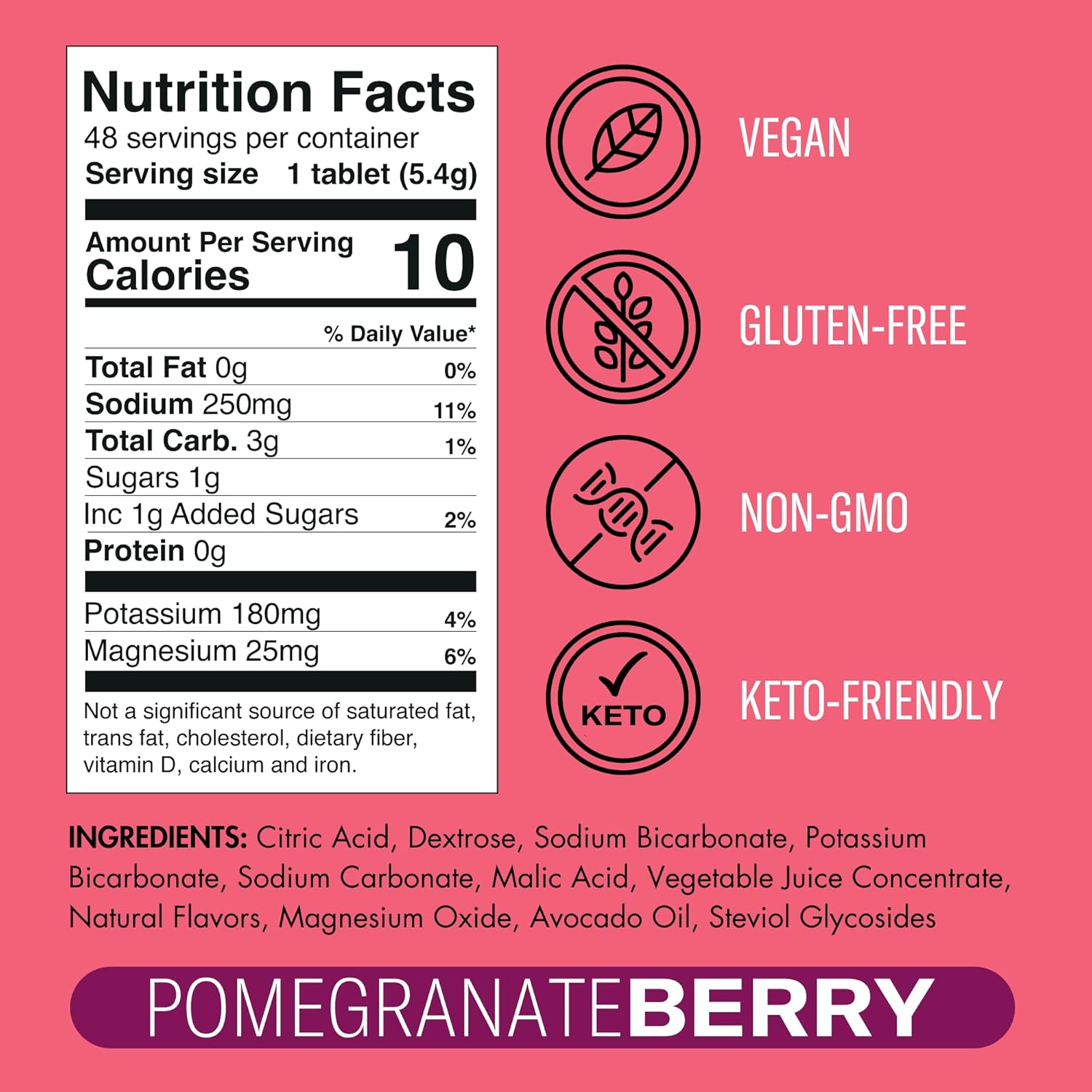 Daily Hydration Packets with Electrolyte Tablets - 48ct Sodium, Potassium, Magnesium Drink Tablets for Low-Calorie Keto Hydration