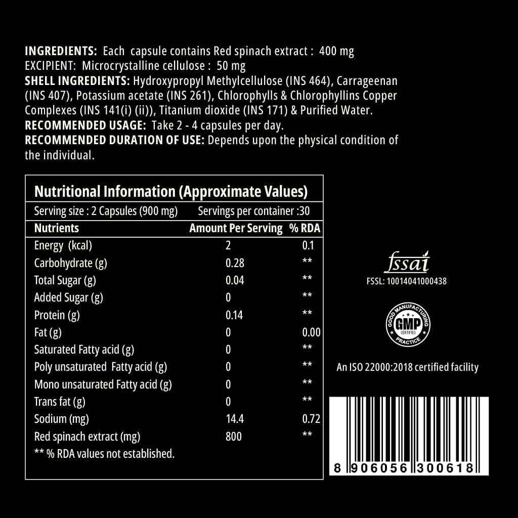 Daily N-Durance, Red Spinach Nitrate Extract, Nitric Oxide Supplement, 400 mg Pre Workout Veg Capsules, 60no