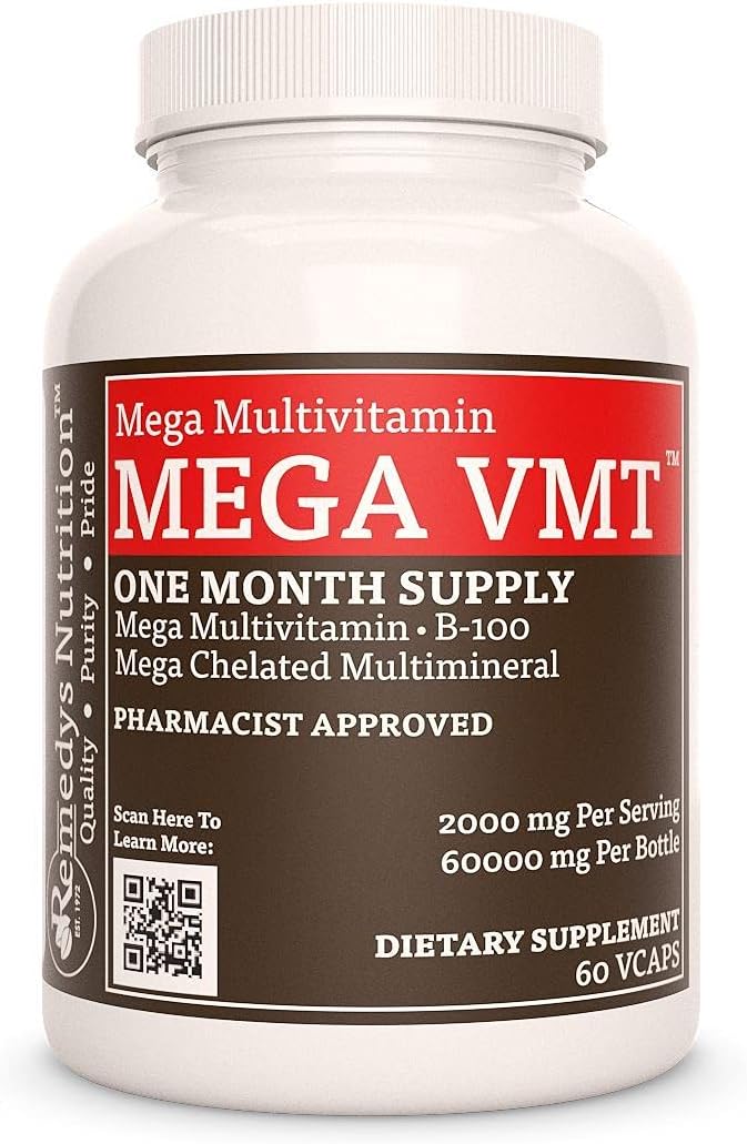 Daily Vegan Multivitamin with 1,000mg | 60 Capsules | Non-GMO, Gluten-Free, Dairy-Free