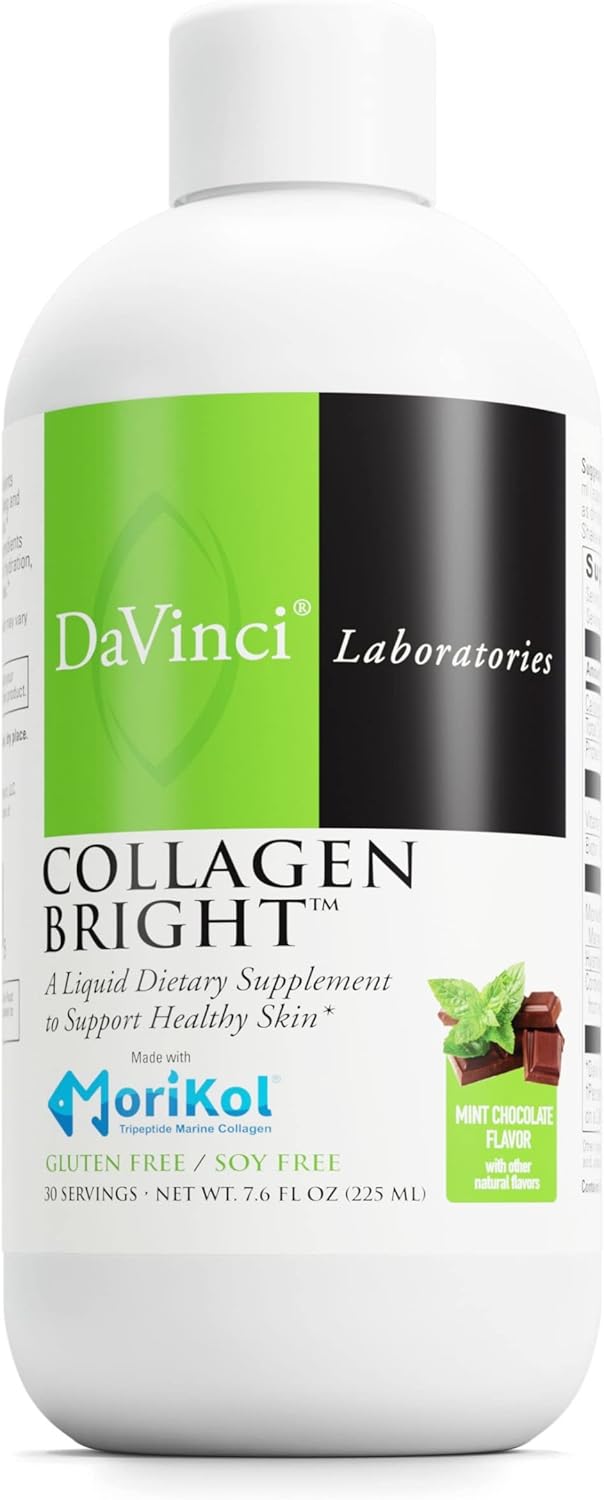 DaVinci Laboratories Collagen Bright Liquid Supplement for Healthy Skin - Mint Chocolate - 30 Servings