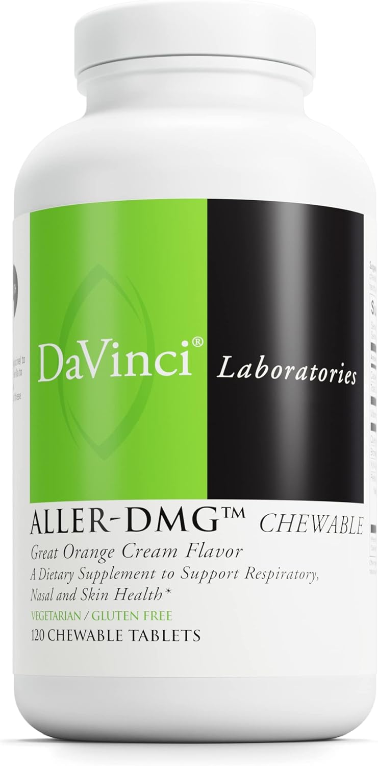 DaVinci Labs Aller-DMG Chewable Tablets - Immune & Respiratory Support with Histamine Aid - Orange Cream Flavor - 120 Vegetarian Tablets