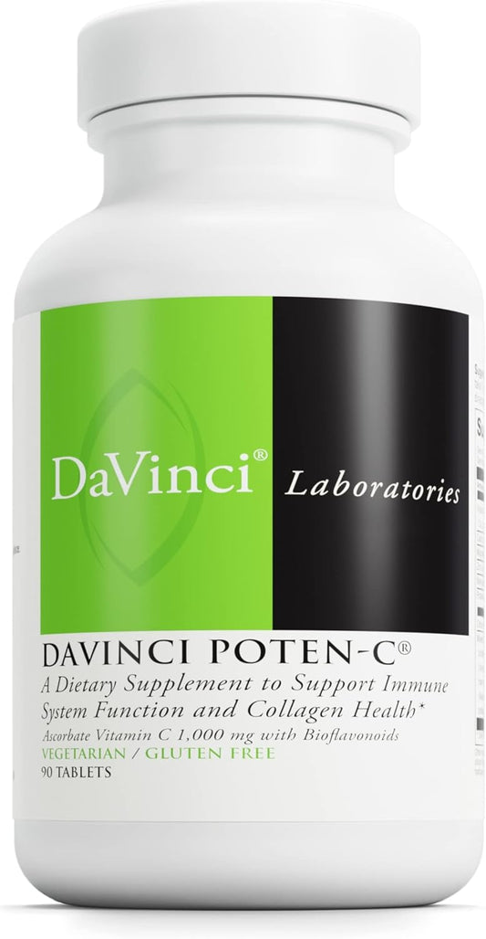 DAVINCI Labs Poten-C: Immune System & Collagen Support with Vitamin C & Minerals - 90 Vegetarian Tablets
