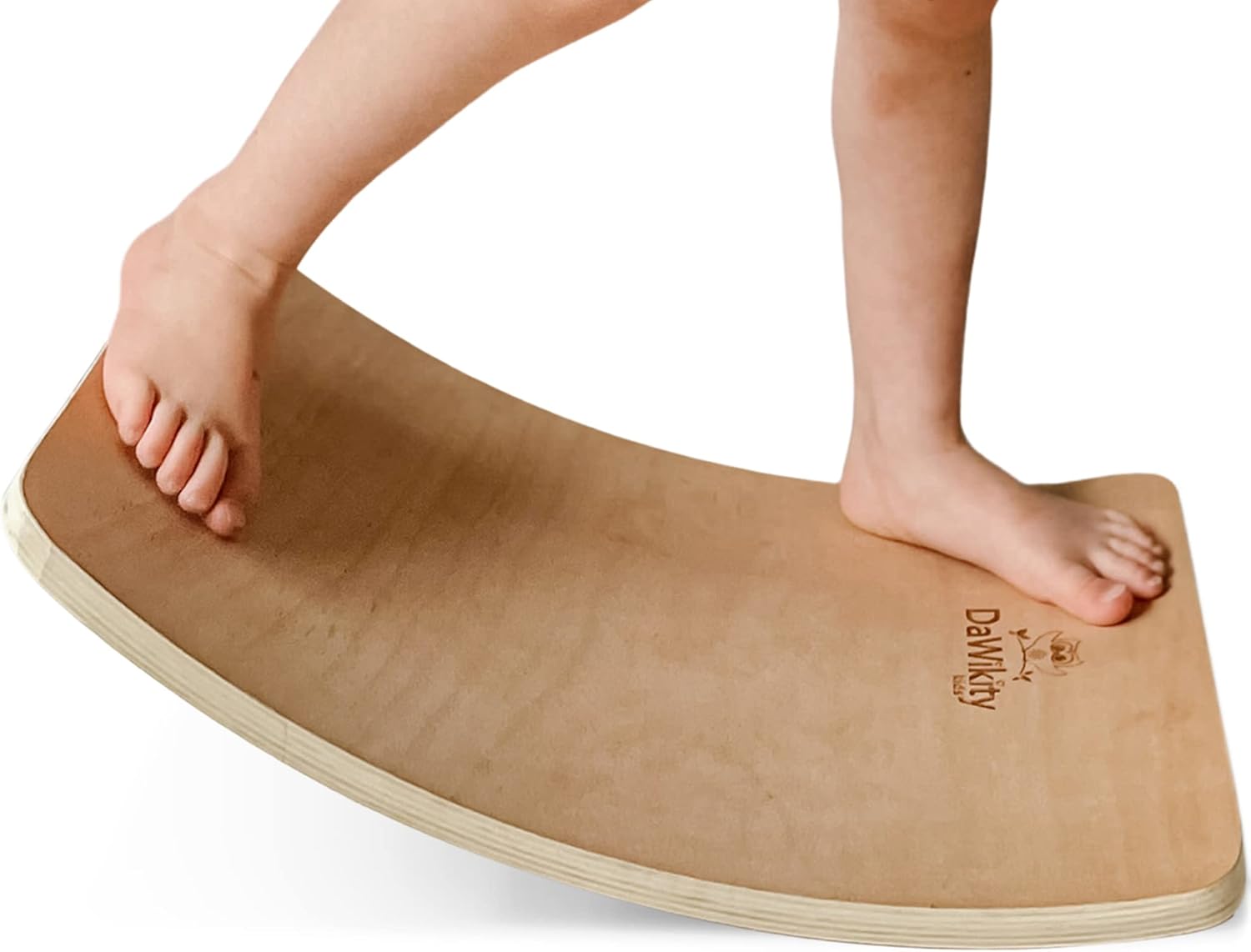 DaWikity Kids Wooden Balance Board - Eco-Friendly Wobble Trainer for Sensory Motor Development and Core Strengthening - 17x12x3", 480 lbs Capacity.