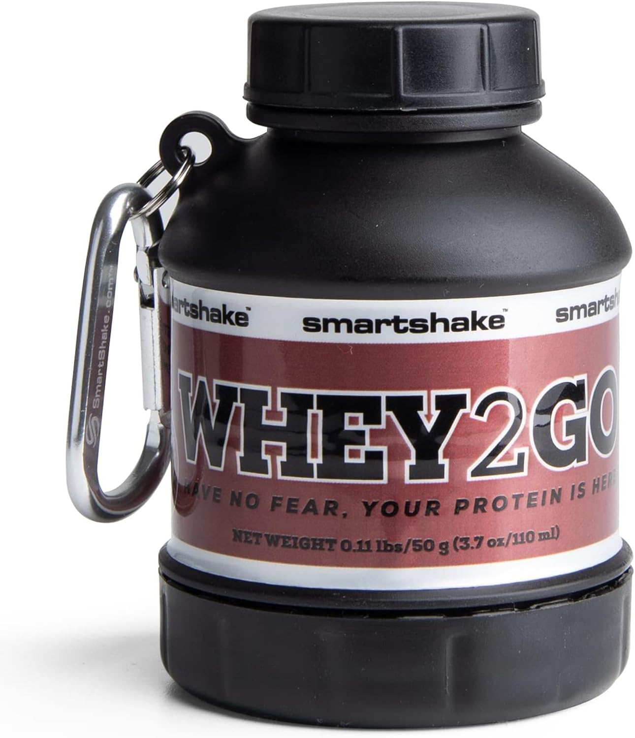 DC Comics Batman Smartshake Whey2Go Black Protein Powder Container 50g – BPA Free Shaker Bottle with Funnel, Ideal for Protein Shakes 110ml, Great Gifts for Men