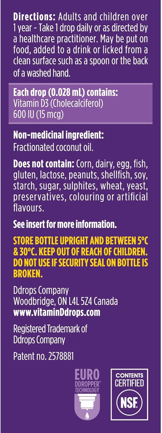 Ddrops 600 IU Booster Supplement for Immune Support, 5 ml Bottle
