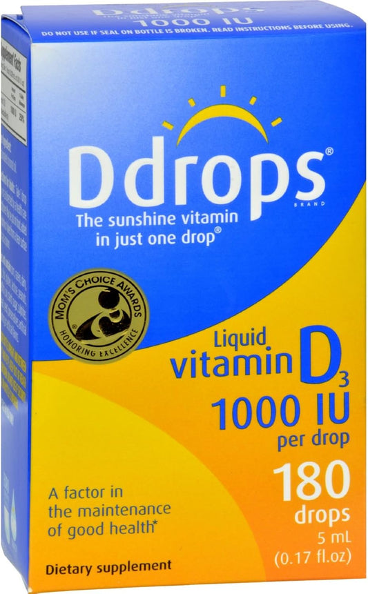 Ddrops Vitamin D3 Supplement, 1000 IU, 180 Drops - Natural Sunshine in a Bottle