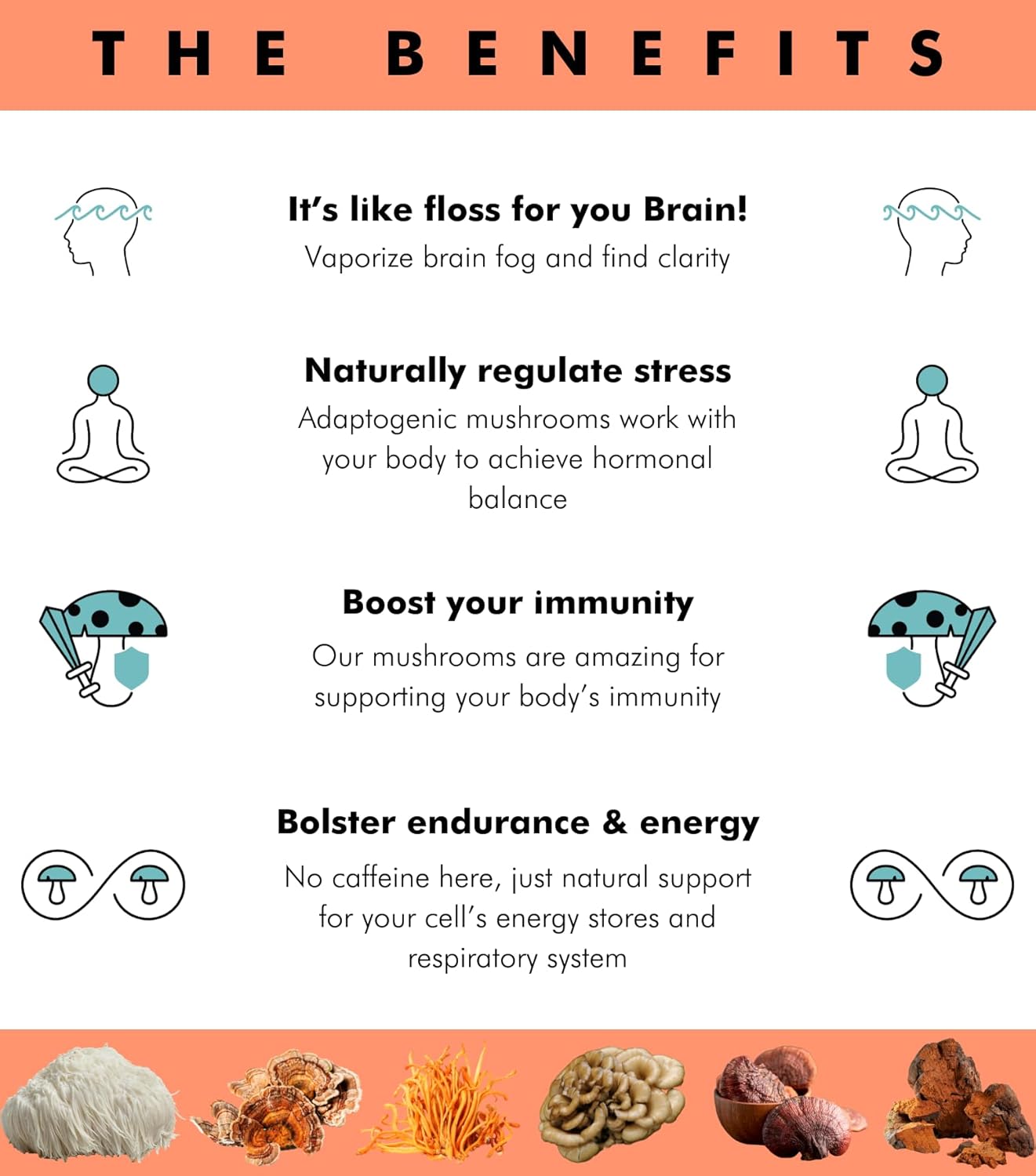 Delicious Brain Wave Superfood Mushroom Gummies for Focus and Energy - Lions Mane, Reishi, Cordyceps, Turkey Tail, Chaga, Maitake - Daily Multi Mushroom Supplement