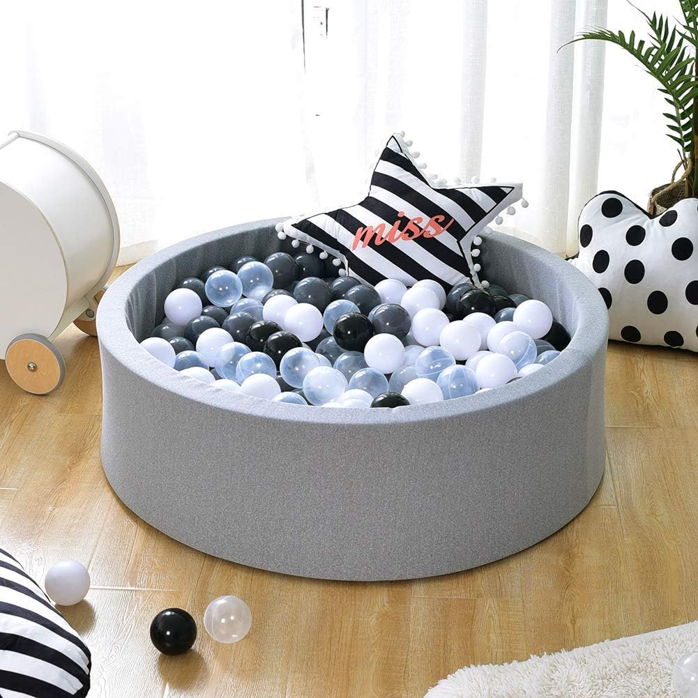 Deluxe Kids Ball Pit Kiddie Balls Pool Soft Baby Playpen Indoor Outdoor - Ideal Gift for Children - Grey