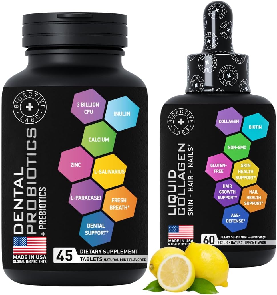 Dental Probiotic and Liquid Collagen Bundle for Fresh Breath and Oral Health by BIOACTIVE LABS