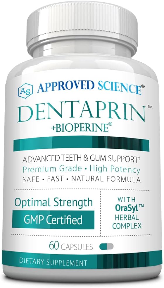 Dentaprin Tooth and Gum Support Capsules - Prebiotic, Collagen, Vitamins, Minerals, Herbal Complex - 60 Count