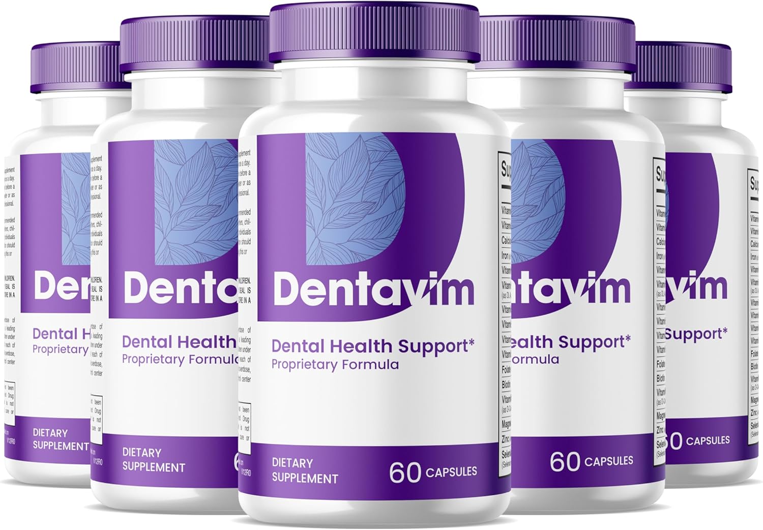 Dentavim Capsules (5 Pack) - Natural Teeth and Gum Care Formula - Maximum Strength Oral Health Supplement with Vitamins and Minerals