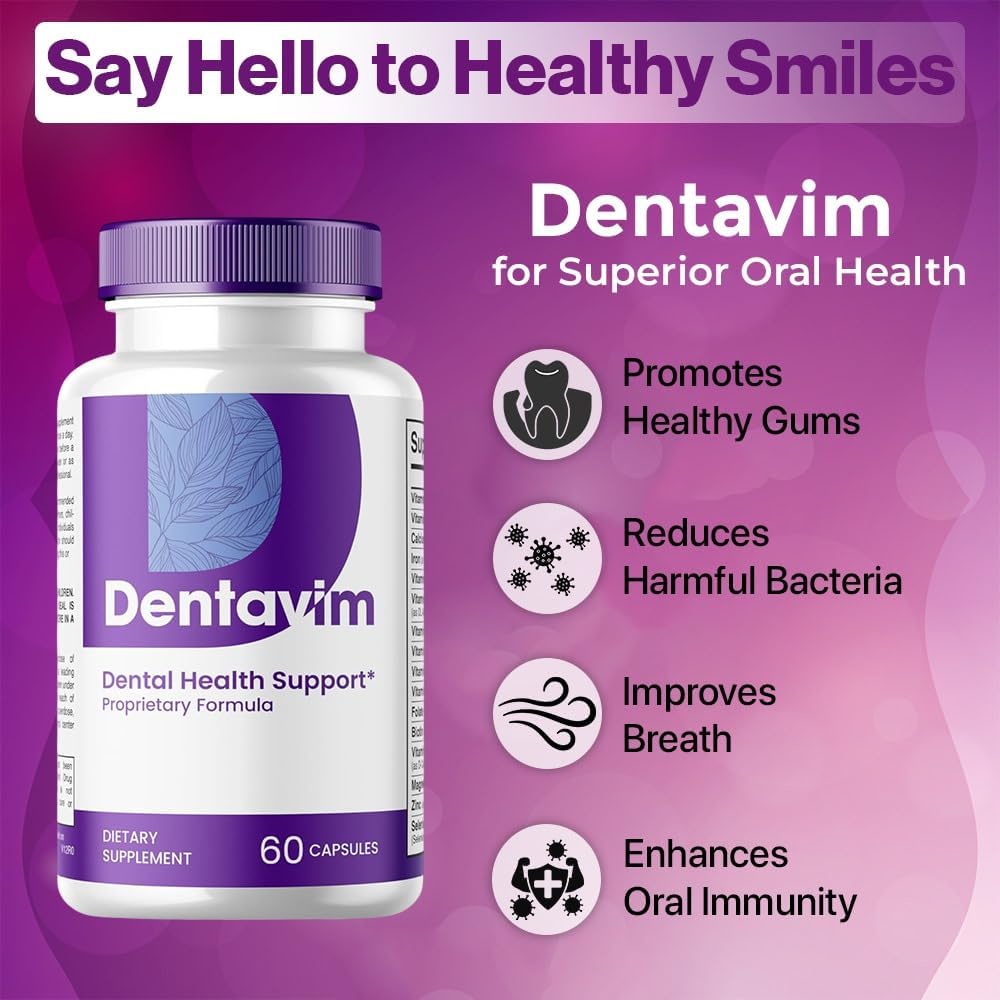 Dentavim Capsules (5 Pack) - Natural Teeth and Gum Care Formula - Maximum Strength Oral Health Supplement with Vitamins and Minerals