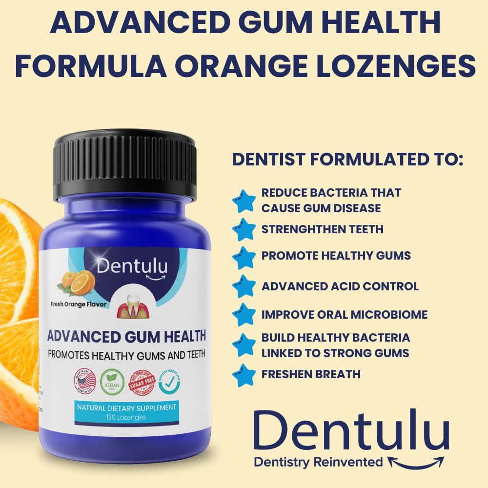Dentulu Sugar Blocking Gum Health Mints - Dentist Formulated, Promotes Healthy Gums, Targets Dental Dise-ase Roots, Orange Flavor