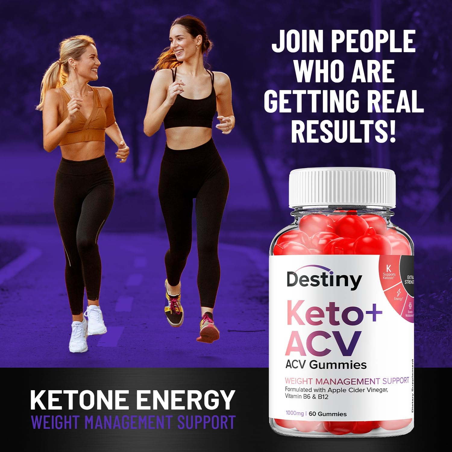 Destiny Keto ACV Gummies - Advanced Formula for Weight Management - 60 Gummies for Men and Women
