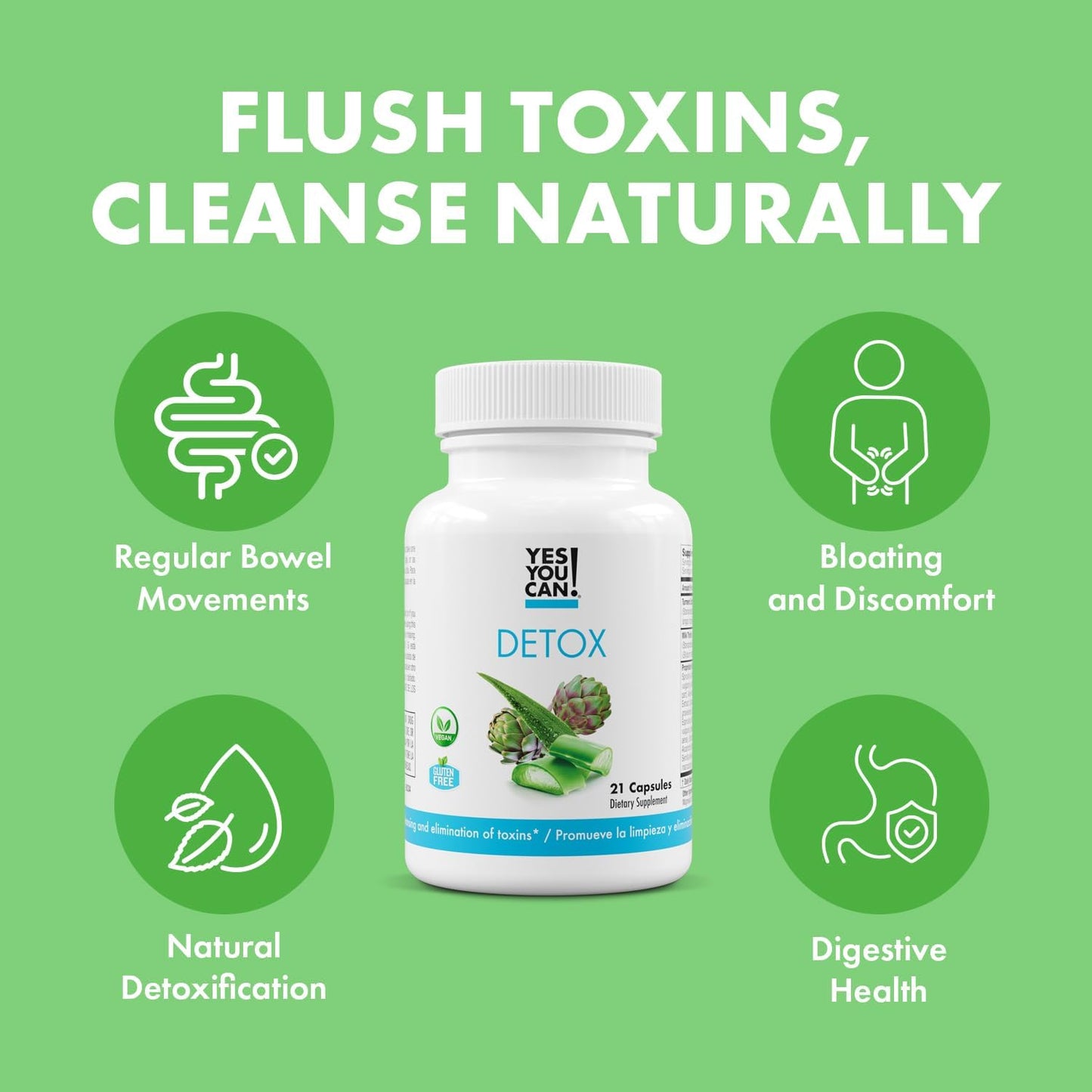 Detox Diuretic Cleanse Pills with Electrolytes and Vitamins for Water Retention - Gluten-Free - 21 Capsules (4 Pack)