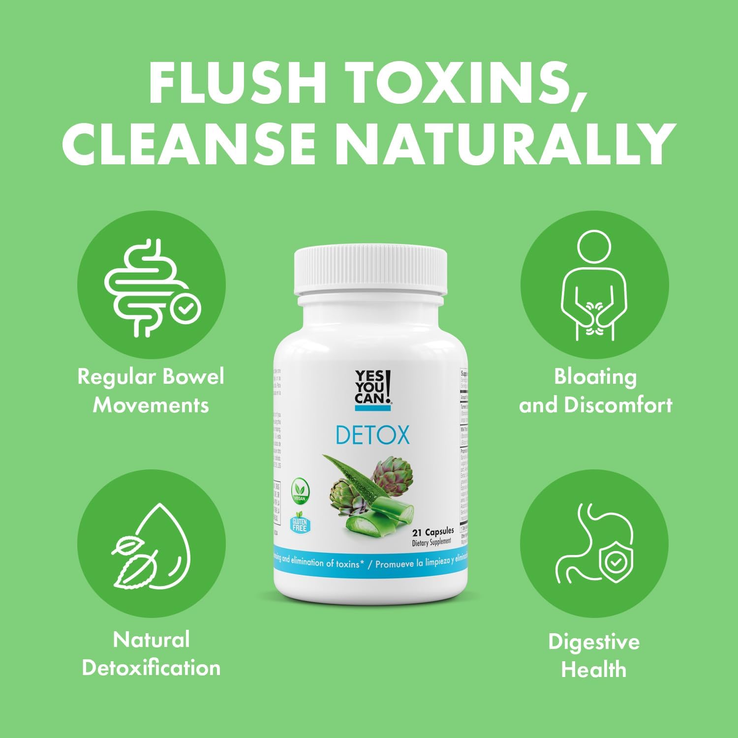 Detox Diuretic Cleanse Pills with Electrolytes and Vitamins for Water Retention - Gluten-Free - 21 Capsules (4 Pack)