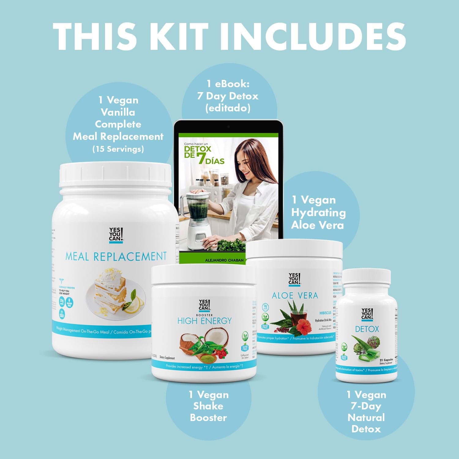 Detox Plus Kit: Vanilla Meal Replacement & Aloe Vera Hibiscus - High Energy Shake Booster & Detox Supplement for Health Transformation