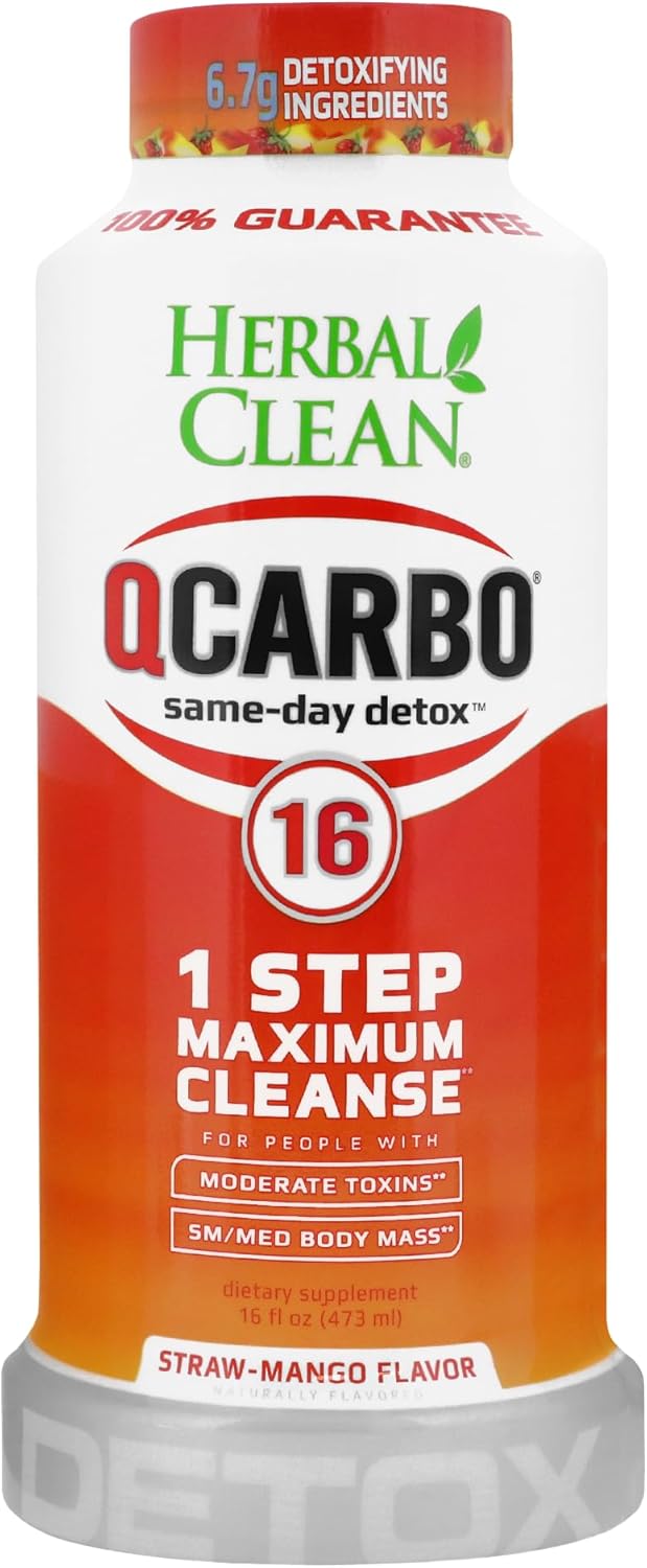 Detoxify Same-Day Herbal Clean QCarbo16 Drink, Strawberry Mango Flavor, 16 fl oz