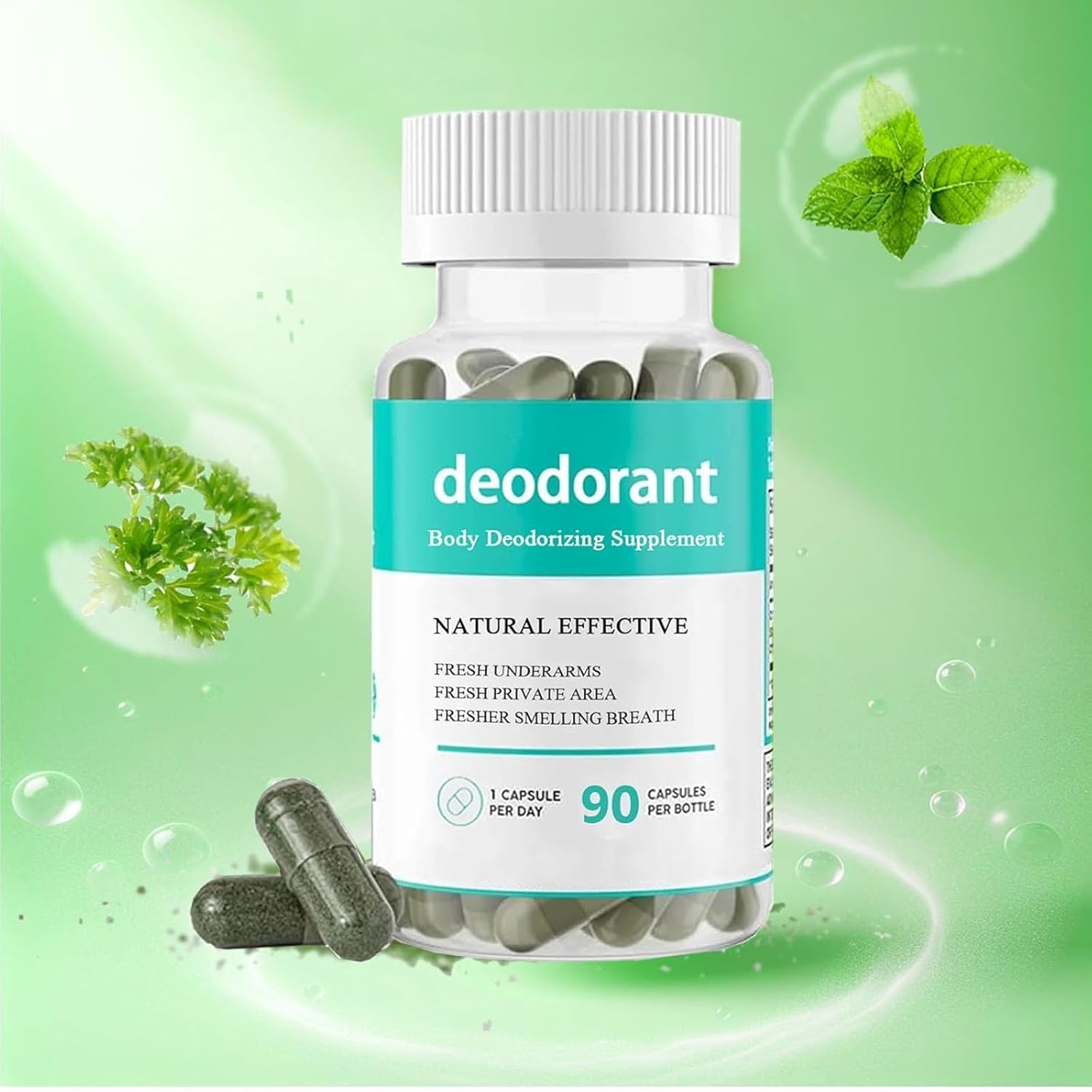 Detoxifying Body Deodorant Capsules for Gut Health, Skin Support - 90 Capsules