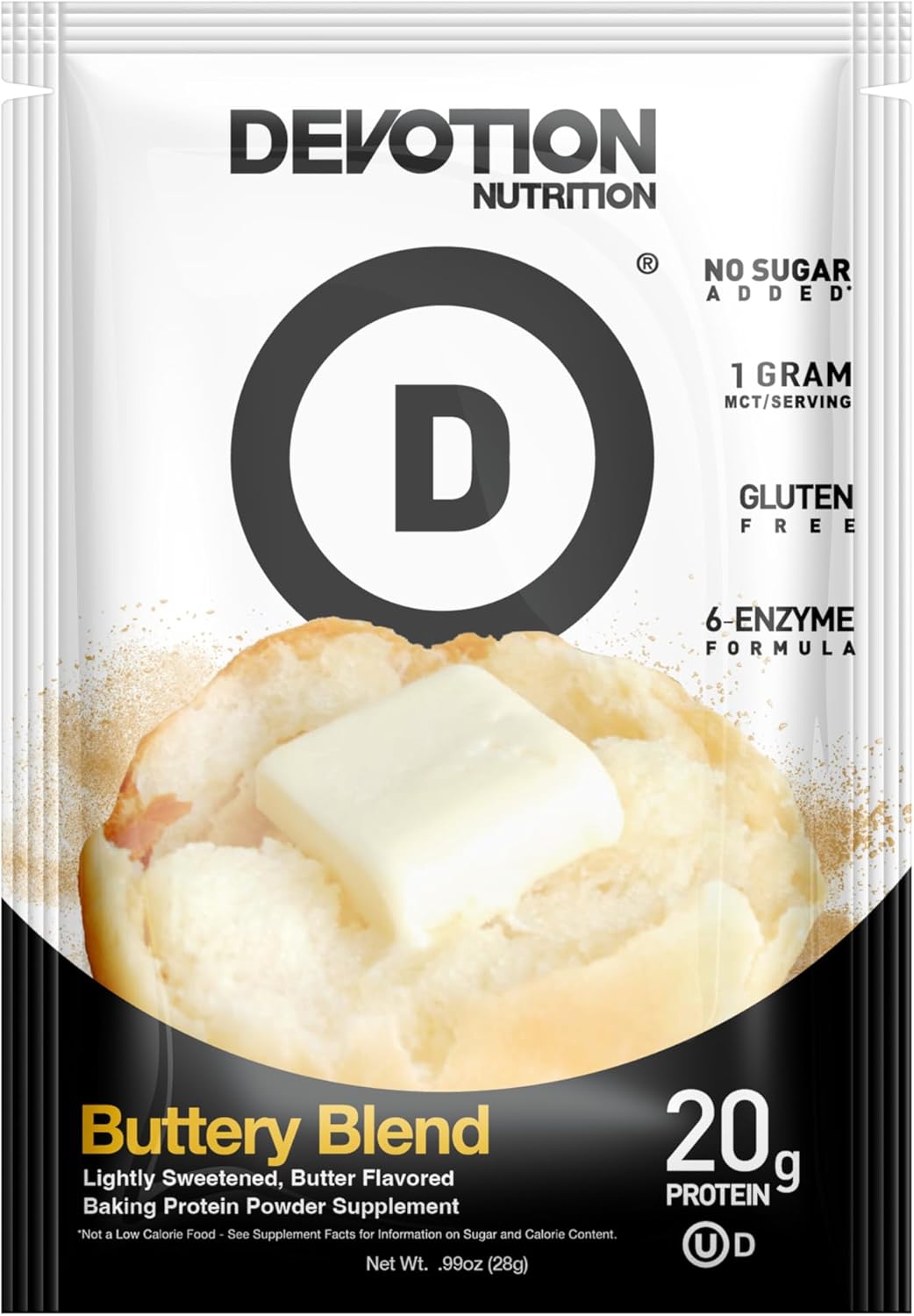 Devotion Nutrition Buttery Blend Protein Powder Packets - Gluten Free, Keto Friendly, No Added Sugars - 1g MCT, 20g Whey & Micellar Protein