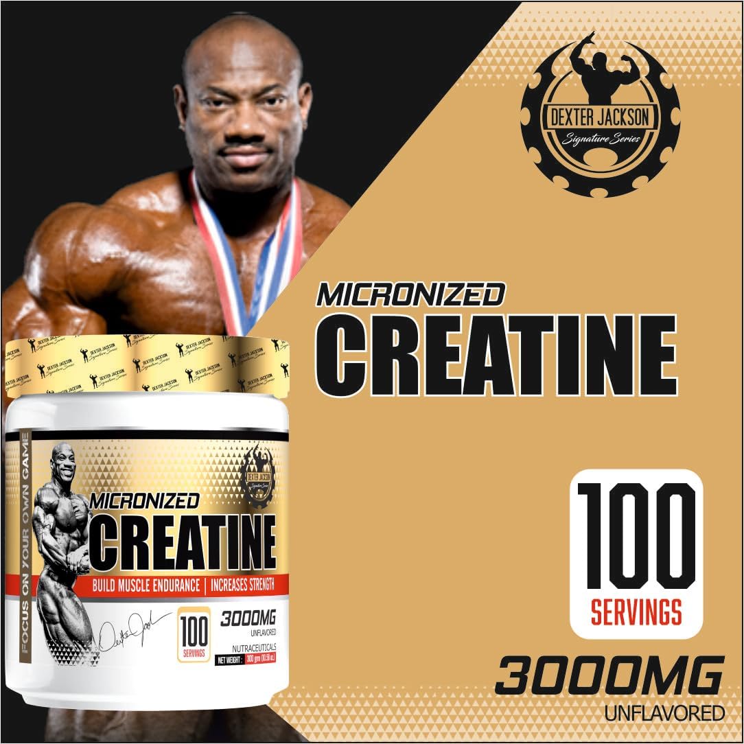 Dexter Jackson Gold Series Creatine Monohydrate | 300g | 100 Servings | Premium Micronized Powder for Strength and Muscle Growth