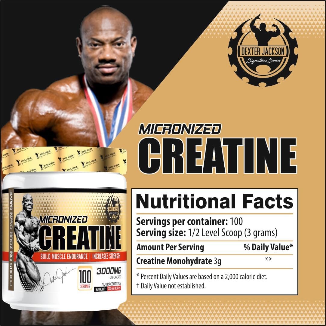 Dexter Jackson Gold Series Creatine Monohydrate | 300g | 100 Servings | Premium Micronized Powder for Strength and Muscle Growth