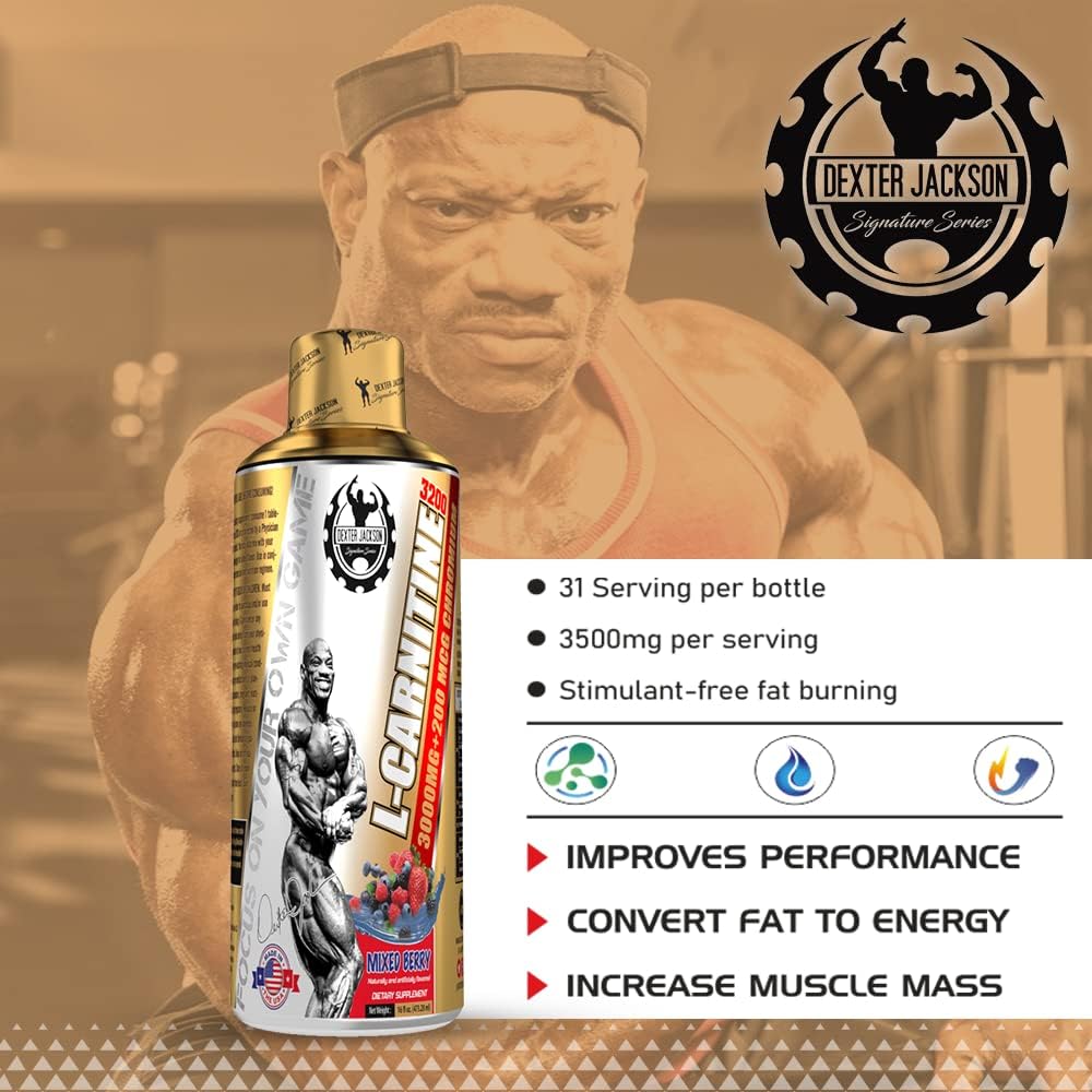 Dexter Jackson Gold Series L-Carnitine 3200 Mixed Berry Flavor - 32 Servings - 473.28 Ml