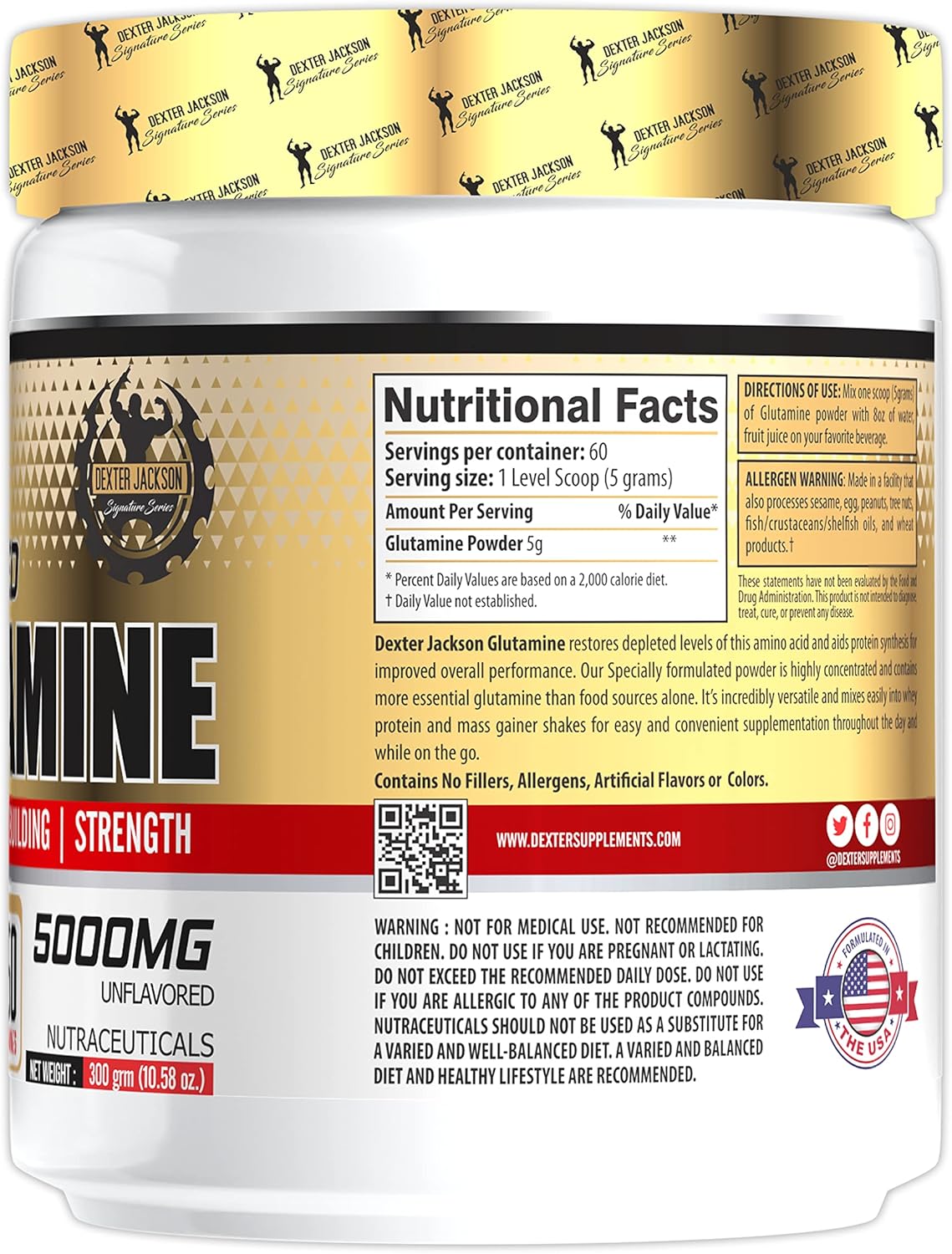 Dexter Jackson Gold Series Micronized Glutamine - 60 Servings, 300g