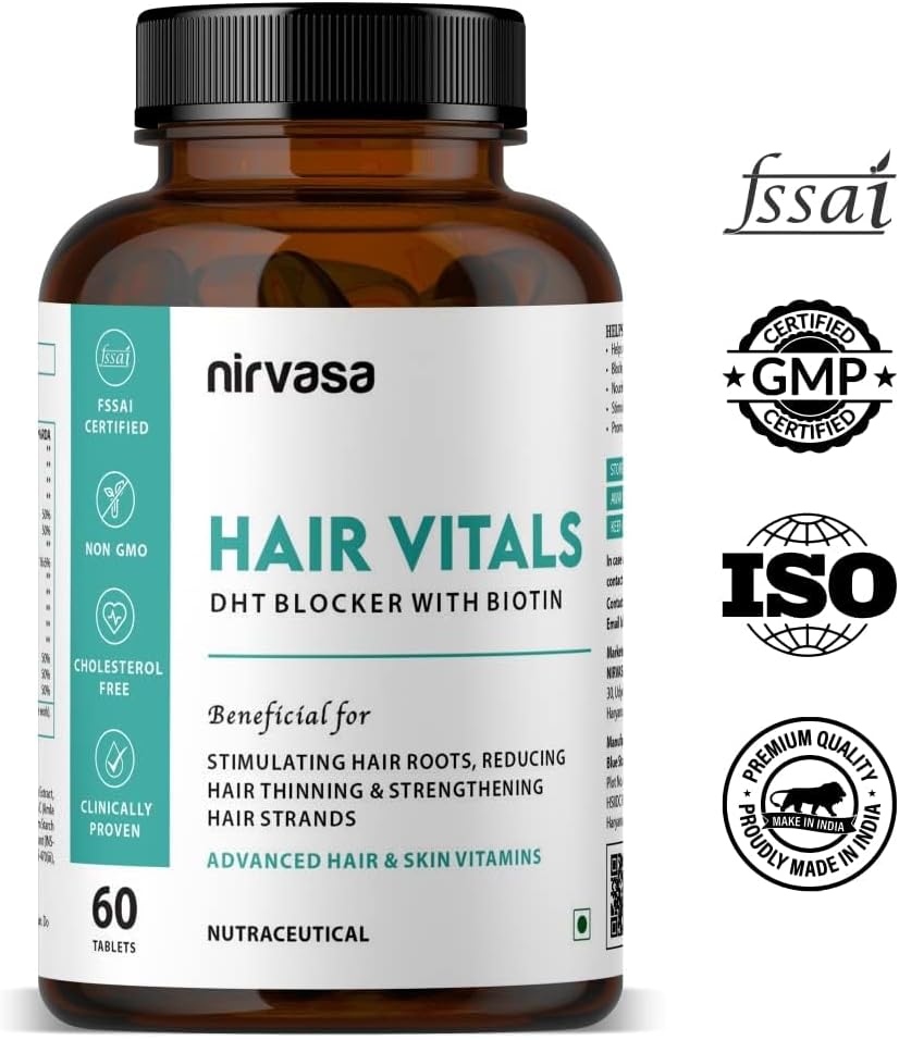 DHT Blocker Hair Supplement with Biotin & Beta-Sitosterol for Men & Women - 60 Tablets